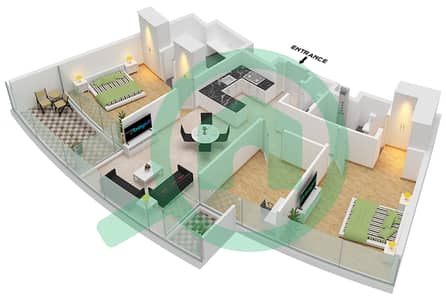 德-格里索诺萨法二号 - 2 卧室公寓类型7 FLOOR 20-36,38-43戶型图 德-格里索诺萨法二号 - 2 卧室公寓类型7 FLOOR 20-36,38-43戶型图