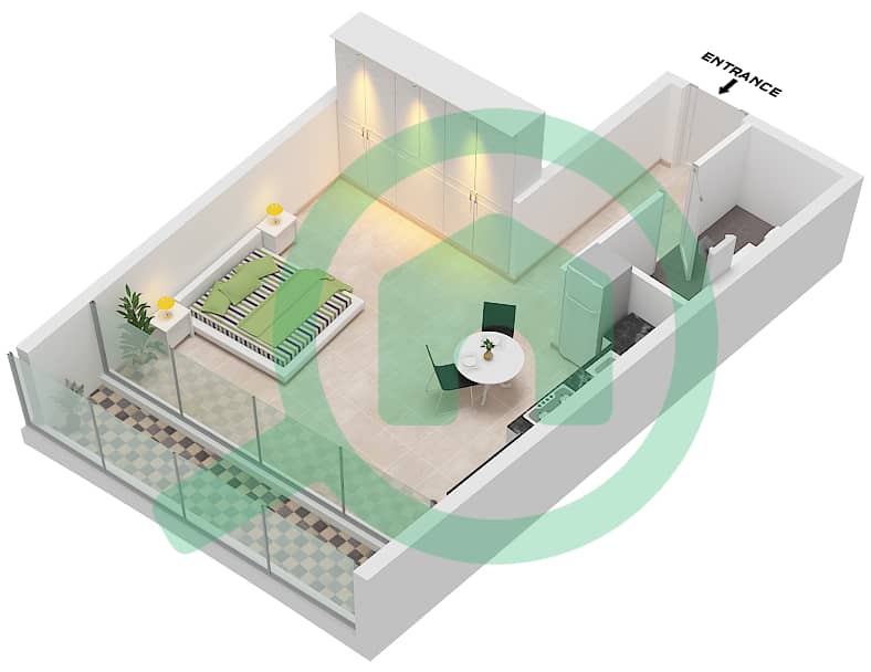 德-格里索诺萨法二号 - 单身公寓类型7 FLOOR 48-58戶型图 Type 7 Floor 48-58 interactive3D
