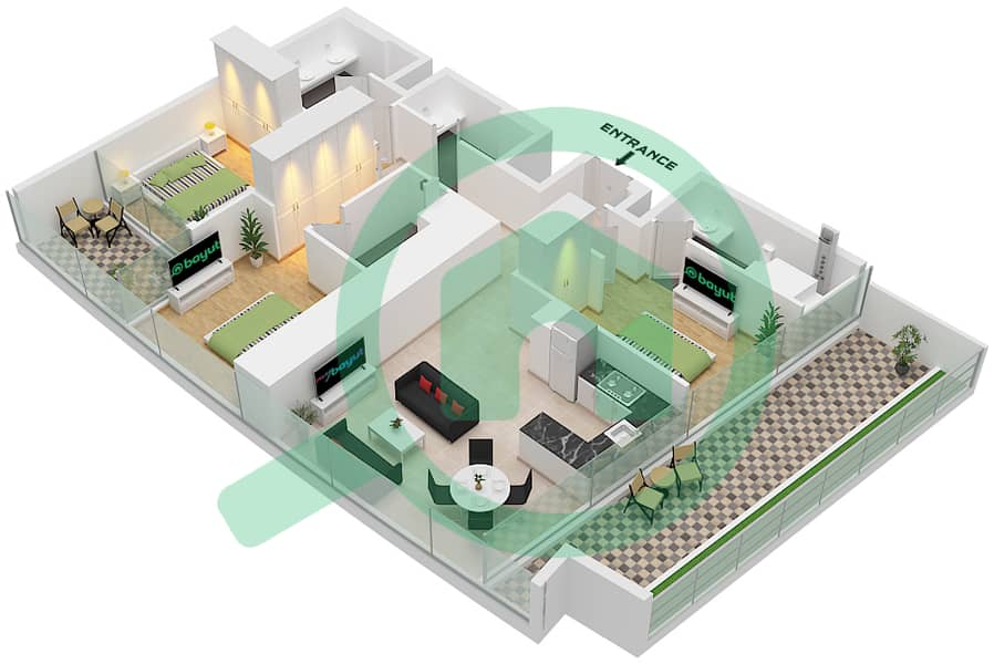 德-格里索诺萨法二号 - 3 卧室公寓类型9 FLOOR 67戶型图 Type 9 Floor 67 interactive3D