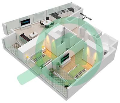 德-格里索诺萨法二号 - 2 卧室公寓类型9 FLOOR 55-58,60-63戶型图 德-格里索诺萨法二号 - 2 卧室公寓类型9 FLOOR 55-58,60-63戶型图