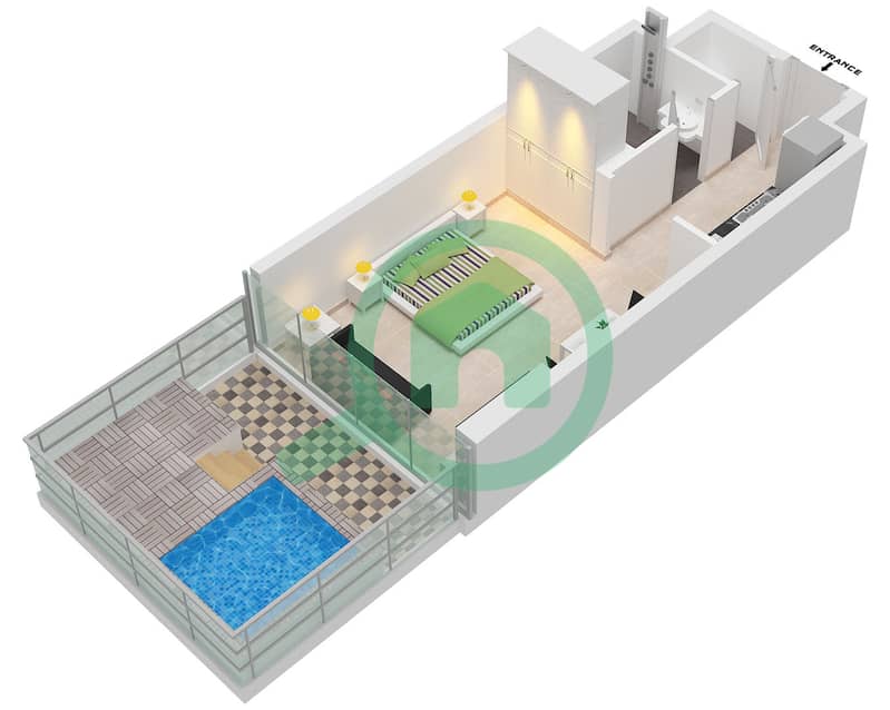 月岩公寓 - 单身公寓类型A FLOOR TYPICAL 2戶型图 Type A Floor Typical 2 interactive3D