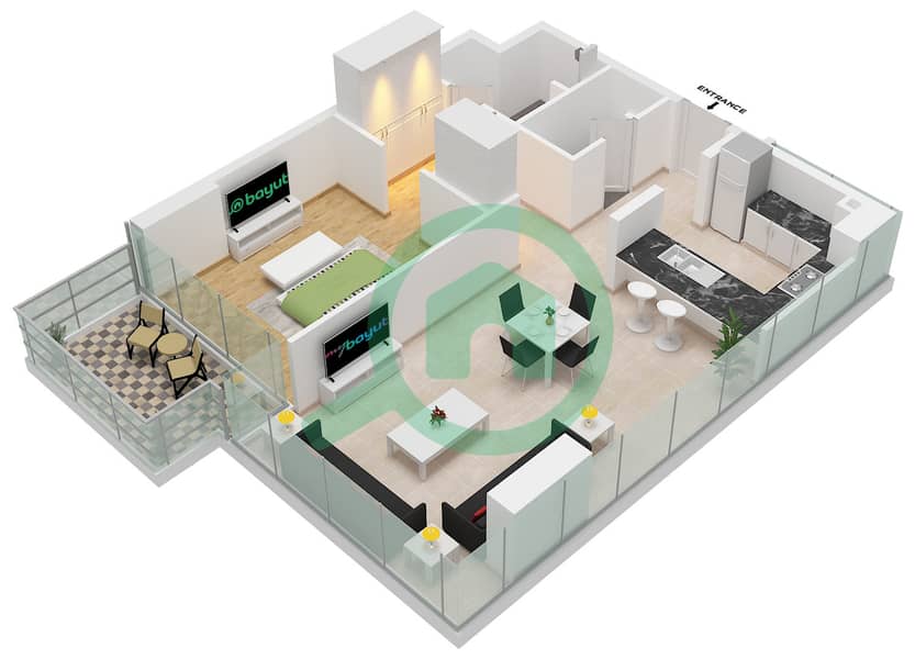 Moonstone Residence - 1 Bedroom Apartment Type A FLOOR TYPICAL 3-5 Floor plan Type A Floor Typical 3-5 interactive3D