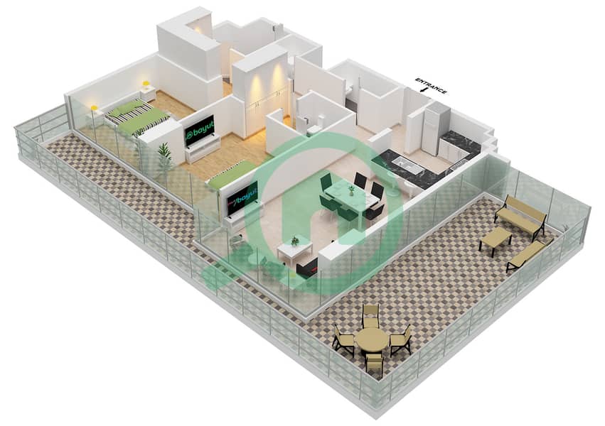 Moonstone Residence - 2 Bedroom Apartment Type B FLOOR TYPICAL 3 Floor plan Type B Floor Typical 3 interactive3D