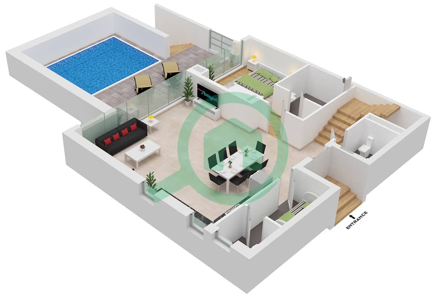 Moonstone Residence - 4 Bedroom Villa Type A FLOOR PODIUM,TYPICAL 1 Floor plan Type A Lower Floor Podium interactive3D