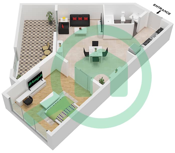 Diamond Views III - 1 Bedroom Apartment Unit 1C FLOOR 4 Floor plan Unit 1C Floor 4 interactive3D