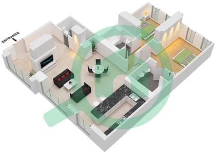 莱姆斯通大楼 - 2 卧室公寓类型2C戶型图