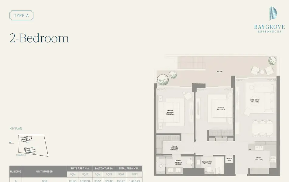 2 BR floor plan
