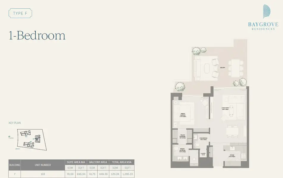 1 BR floor plan