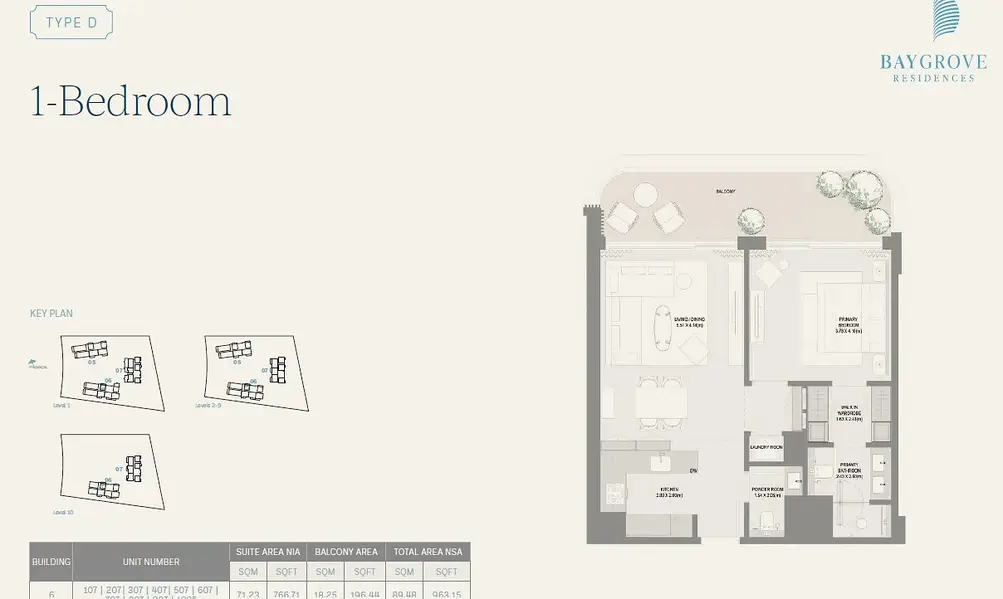 1 BR floor plan