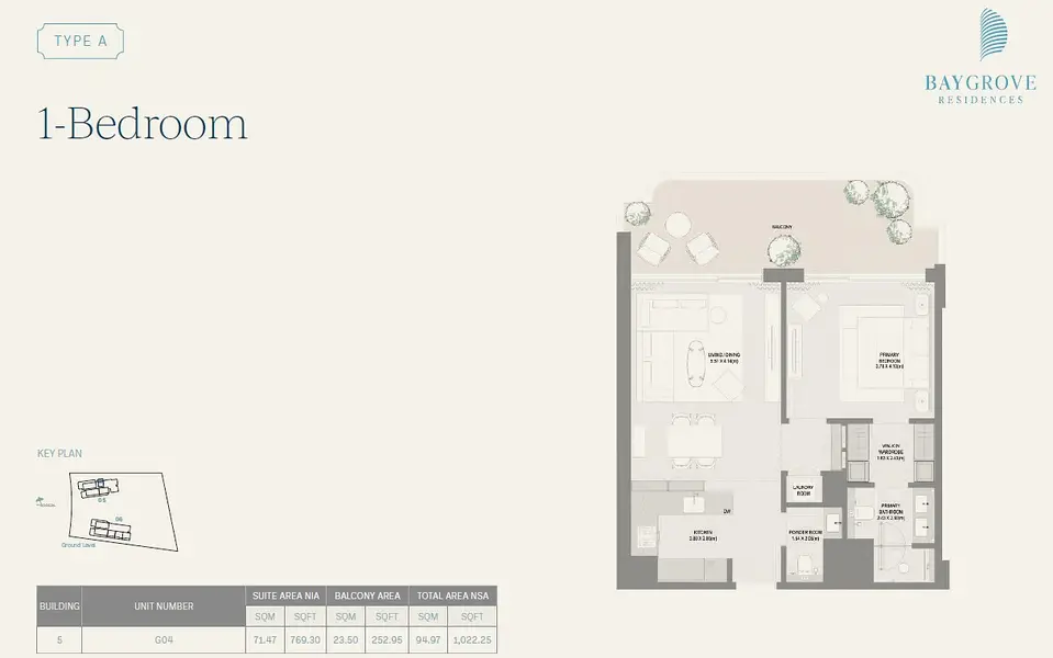 1 BR floor plan