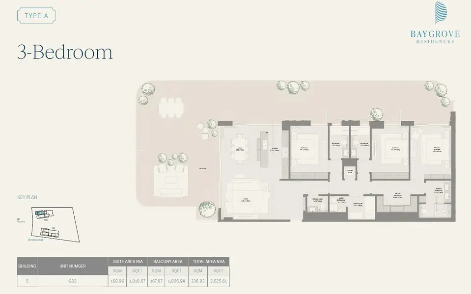3 BR floor plan