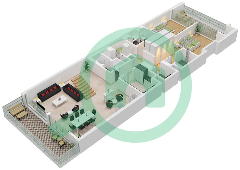 Four Seasons Private Residences Dubai - 3 Bedroom Apartment Type A Floor plan Type A Floor Lower interactive3D