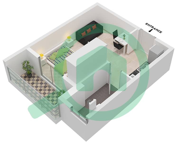 Berlin Group 1 - Studio Apartment Unit 3 FLOOR 1 Floor plan Unit 3 Floor 1 interactive3D