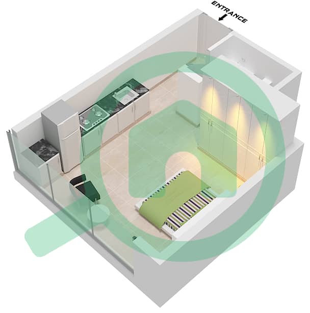 المخططات الطابقية لتصميم الوحدة 4 FLOOR 1 شقة استوديو - بناية مجموعة برلين 1 Unit 4 Floor 1 interactive3D
