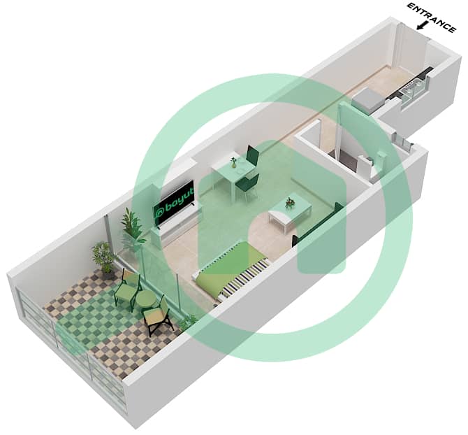 المخططات الطابقية لتصميم الوحدة 7 FLOOR 10 شقة استوديو - بناية مجموعة برلين 1 Unit 7 Floor 10 interactive3D