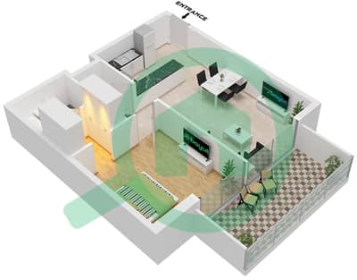 Farishta Azizi - 1 Bedroom Apartment Type 1B Floor plan