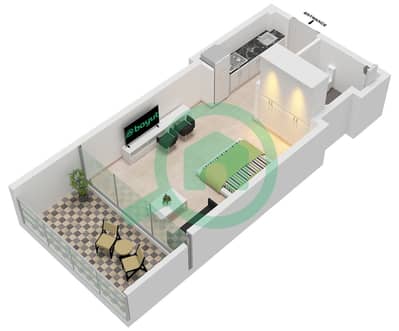 المخططات الطابقية لتصميم النموذج / الوحدة 1 / UNIT 3-6,11-14 شقة استوديو - بن غاطي ابيكس