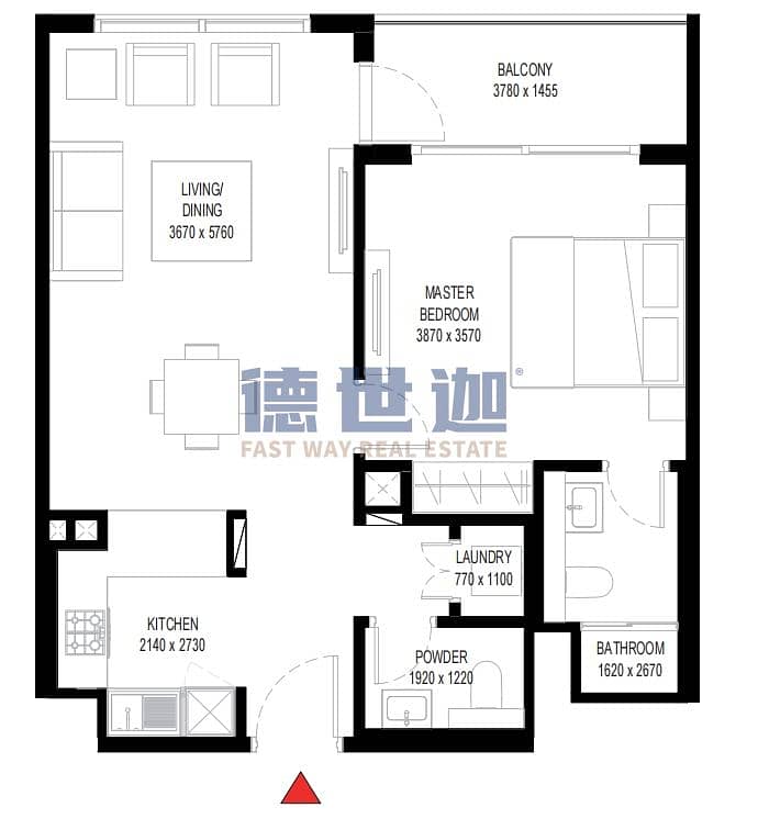 16 Layout One bedroom with Balcony. jpg