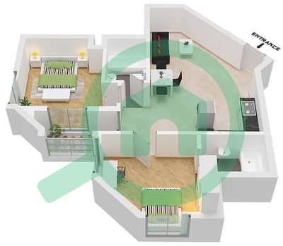 New Dubai Gate 1 - 2 Bed Apartments Type C Floor plan