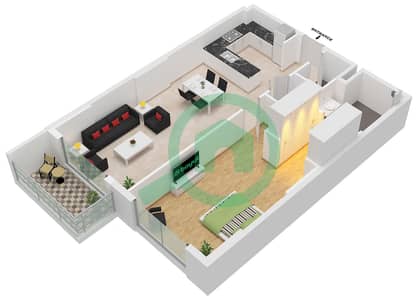 涅瓦公寓 - 1 卧室公寓类型A戶型图