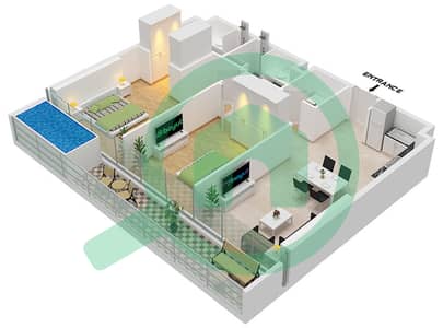 Bayz 102 by Danube - 2 卧室公寓类型／单位E / UNIT 5 FLOOR 89-93戶型图