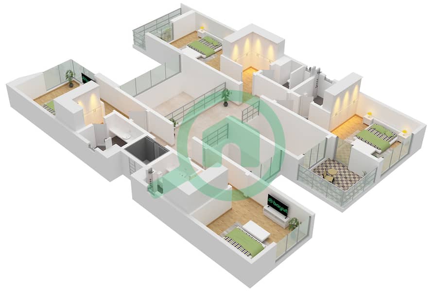莱雅社区 - 5 卧室别墅类型A戶型图 Type A, First Floor interactive3D