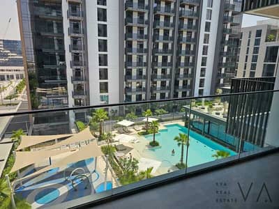 2 Bedroom Flat for Rent in Sobha Hartland, Dubai - Swimming pool view | Unfurnished | Middle Floor