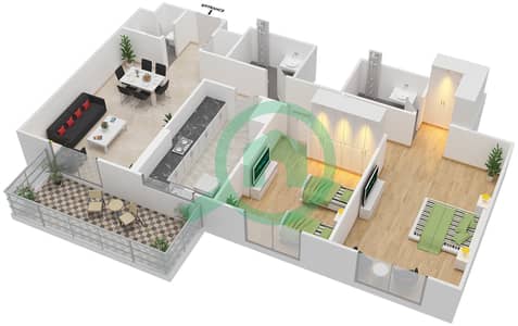 Azizi Freesia - 2 Bed Apartments Type/Unit 4B/06 Floor plan