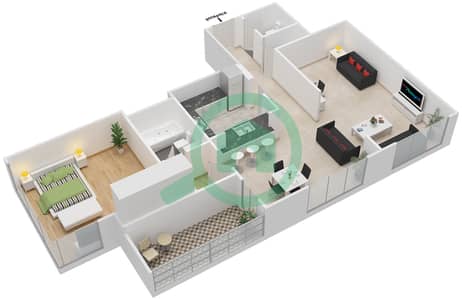 Boulevard Central 1 - 1 Bed Apartments Suite 4 Floor 21-22 Floor plan