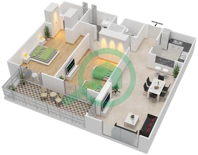 Azizi Freesia - 2 Bed Apartments Type/Unit 5B/07 Floor plan
