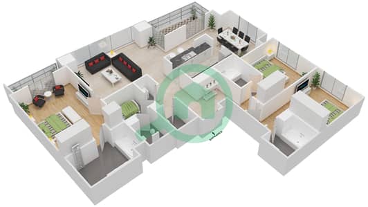 South Ridge 6 - 3 Bedroom Apartment Type 02 FLOOR 4-37 Floor plan