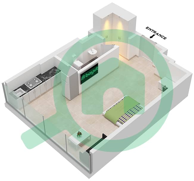 المخططات الطابقية لتصميم الوحدة 09 FLOOR 2 شقة استوديو - الملتقى افينيو Unit 09 Floor 2 Tower D interactive3D