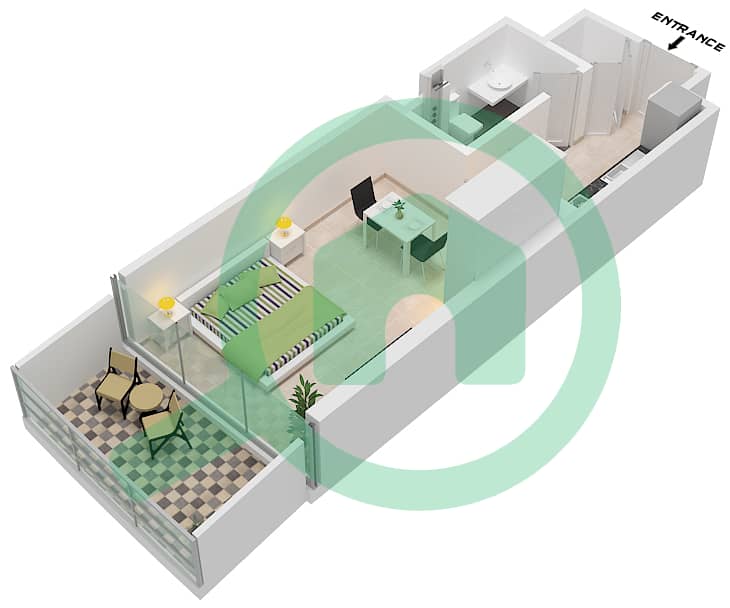 运河山庄 2号 - 单身公寓类型B11 FLOOR 8戶型图 Type B11 Floor 8 interactive3D
