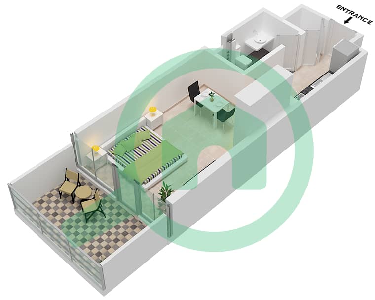 运河山庄 2号 - 单身公寓类型D11 FLOOR 8戶型图 Type D11 Floor 8 interactive3D