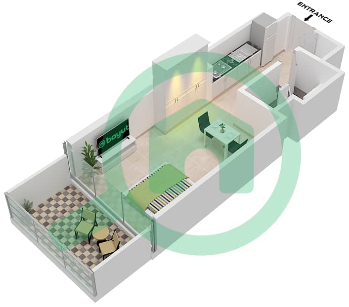 运河山庄 2号 - 单身公寓类型A11 FLOOR 8戶型图 Type A11 Floor 8 interactive3D