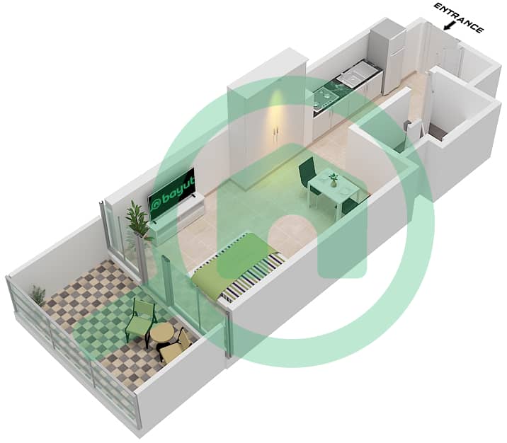 运河山庄 2号 - 单身公寓类型D11-M FLOOR 8戶型图 Type D11-M Floor 8 interactive3D