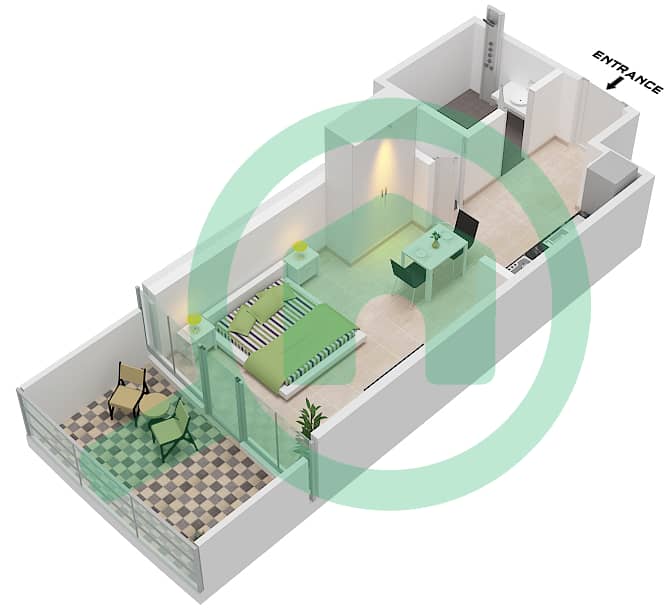 运河山庄 2号 - 单身公寓类型F11-M FLOOR 8戶型图 Type F11-M Floor 8 interactive3D