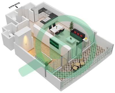 Canal Heights 2 - 1 Bedroom Apartment Type C1 FLOOR 21 Floor plan