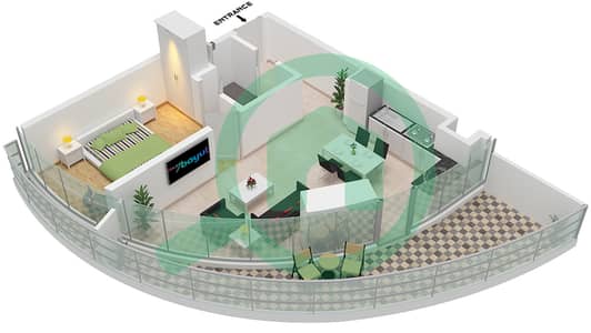 Canal Heights 2 - 1 Bedroom Apartment Type E1 FLOOR 28 Floor plan