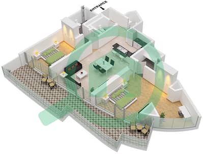 Canal Heights 2 - 2 Bedroom Apartment Type D1 FLOOR 33 Floor plan