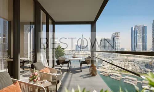 1 Bedroom Apartment for Sale in Business Bay, Dubai - The Crestmark - balcony view. jpg