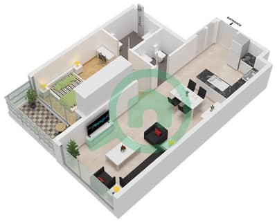 Verdana Residence - 1 Bedroom Apartment Type C FLOOR 1-10 Floor plan