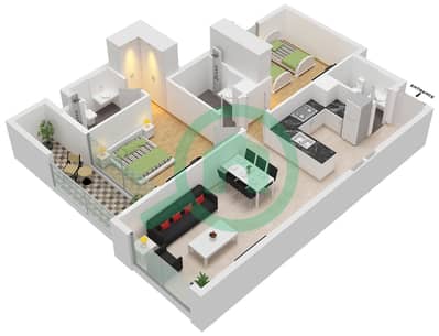 Verdana Residence - 2 Bedroom Apartment Type A FLOOR 1-10 Floor plan