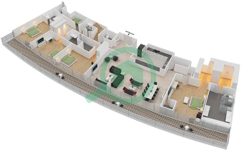 المخططات الطابقية لتصميم الوحدة 4 بنتهاوس 4 غرف نوم - برج فيستا 2