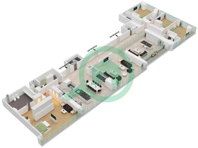 المخططات الطابقية لتصميم النموذج / الوحدة C / UNIT 1 FLOOR 55 شقة 4 غرف نوم - ذا اس تاور المخططات الطابقية لتصميم النموذج / الوحدة C / UNIT 1 FLOOR 55 شقة 4 غرف نوم - ذا اس تاور