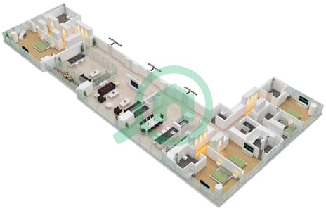 المخططات الطابقية لتصميم النموذج / الوحدة E / UNIT 1 FLOOR 56 شقة 4 غرف نوم - ذا اس تاور المخططات الطابقية لتصميم النموذج / الوحدة E / UNIT 1 FLOOR 56 شقة 4 غرف نوم - ذا اس تاور