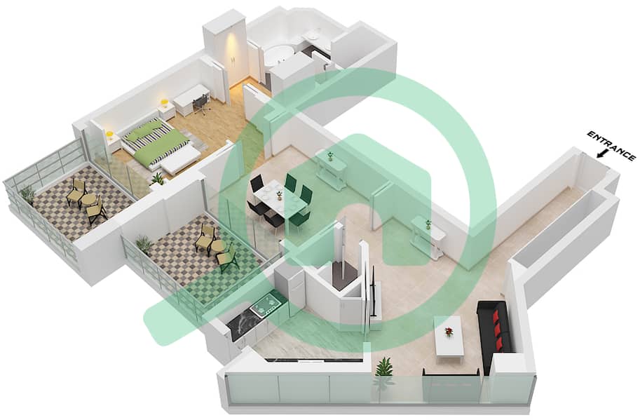 FIVE Palm Jumeirah - 1 Bedroom Apartment Unit 1 FLOOR 215 Floor plan Unit 1 Floor 215 interactive3D