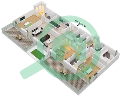 Ajwan - 3 Bedroom Apartment Type A2 Floor plan