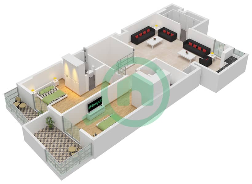 Nasayem Avenue Block C - 3 Bedroom Apartment Type/unit S / UNIT 02 Floor plan Type S Unit 02 Floor First interactive3D