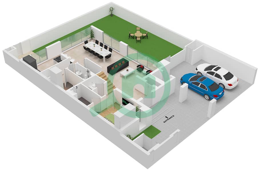 Avena 2 - 4 卧室别墅类型LAVENDER-B戶型图 Lavender-B floor Ground interactive3D